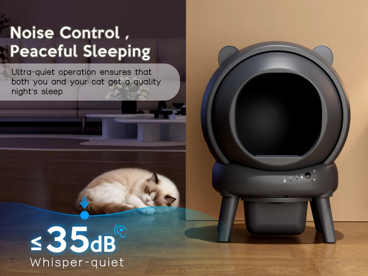 Smart Self Cleaning Litter Box Featuring Dual Cat Safety Sensors
