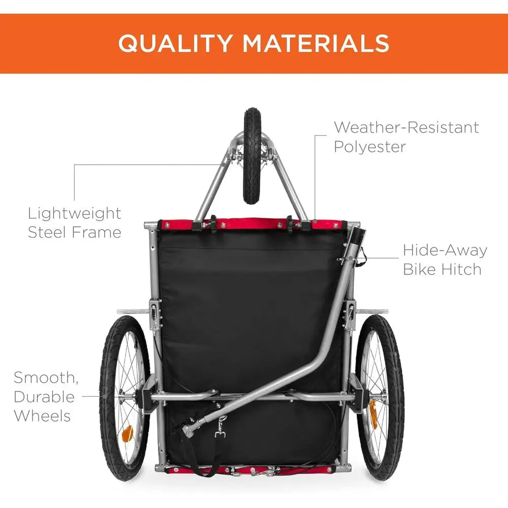Dog Bike Trailer Pet Stroller Carrier With Hitch Suspension