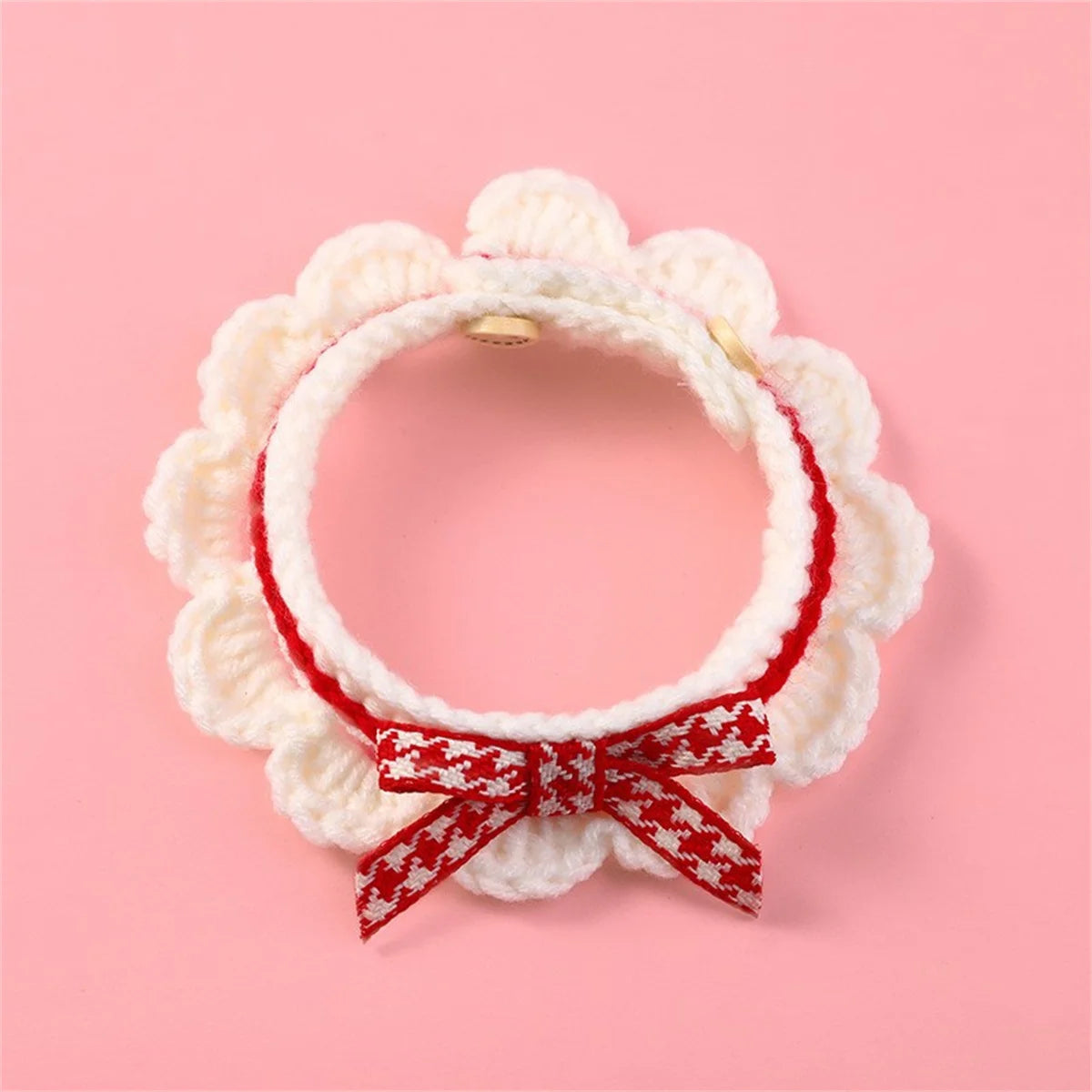 Adjustable Knitted Bow Knot Pet Collar For Cats And Puppies