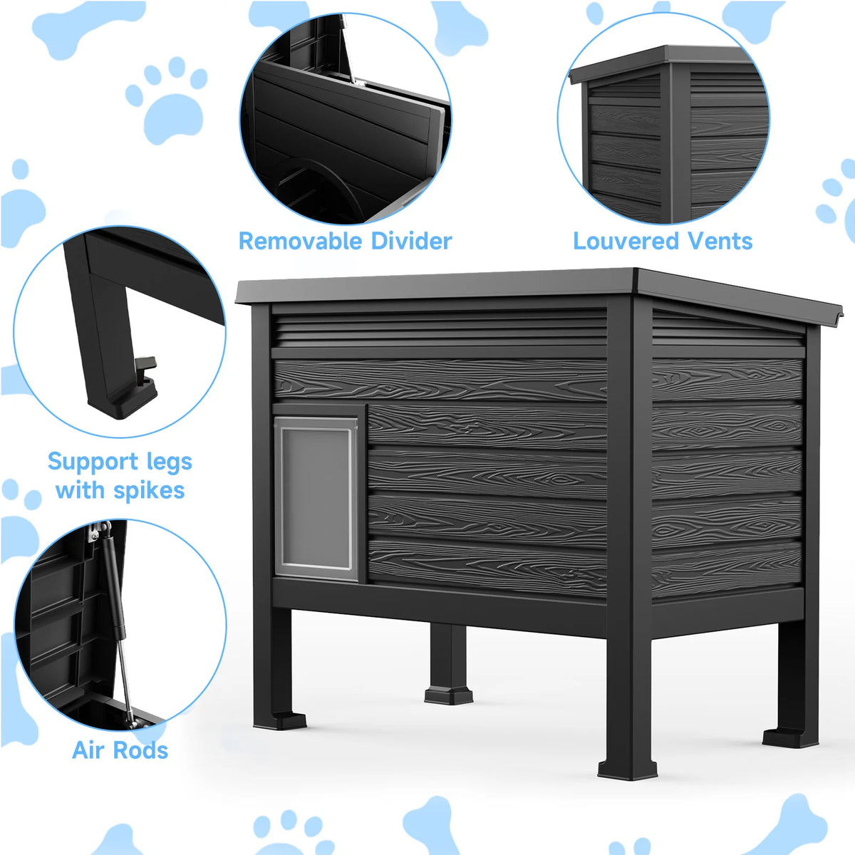 Indoor Outdoor Plastic Cat House With Integrated Heating Pad