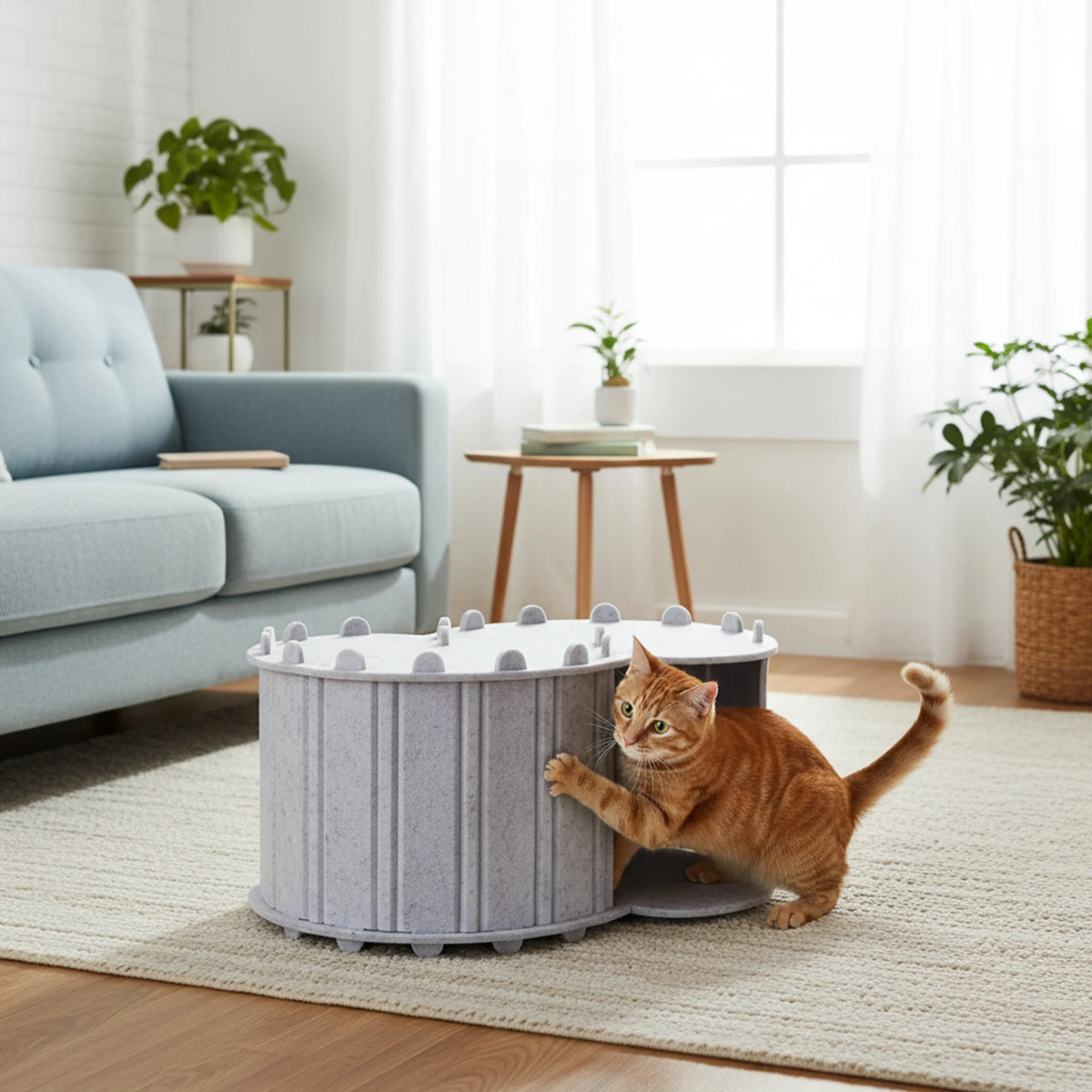 Foldable Felt Cat Tunnel Bed Peekaboo Cave For Pets