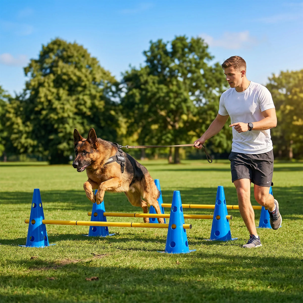Dog Agility Training Set With Adjustable Hurdles For Exercise