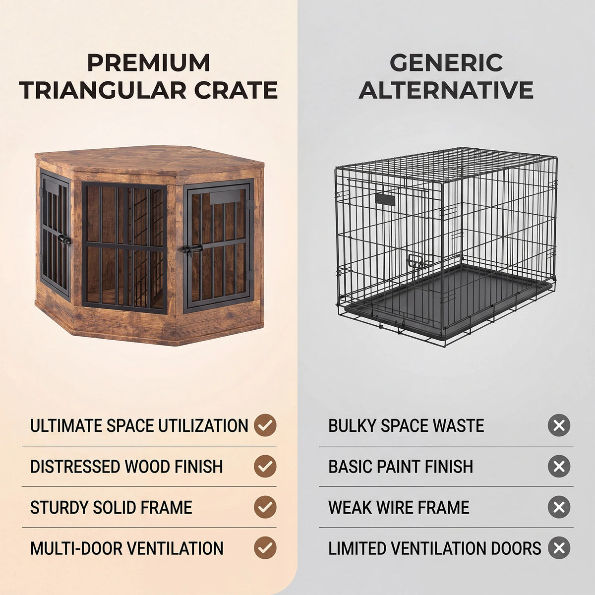 Modern Wooden Corner Dog Crate Furniture TV Stand For Pets