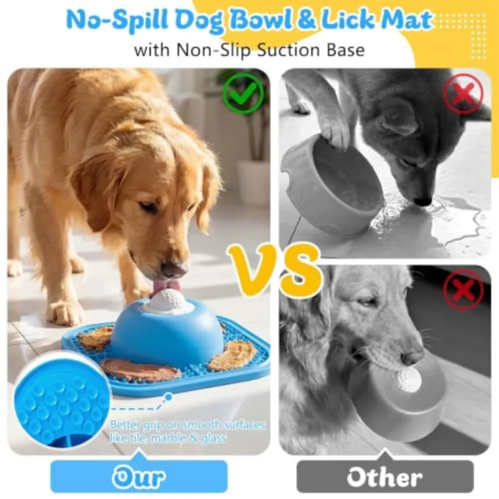 Interactive Slow Feeder Lick Bowl With Rolling Ball Design