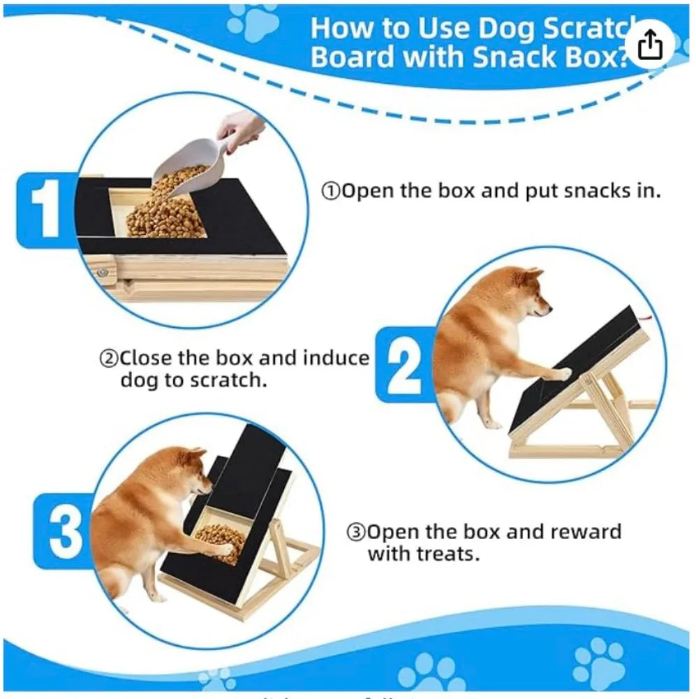 Durable Wooden Dog Nail Scratch Board With Treat Drawer