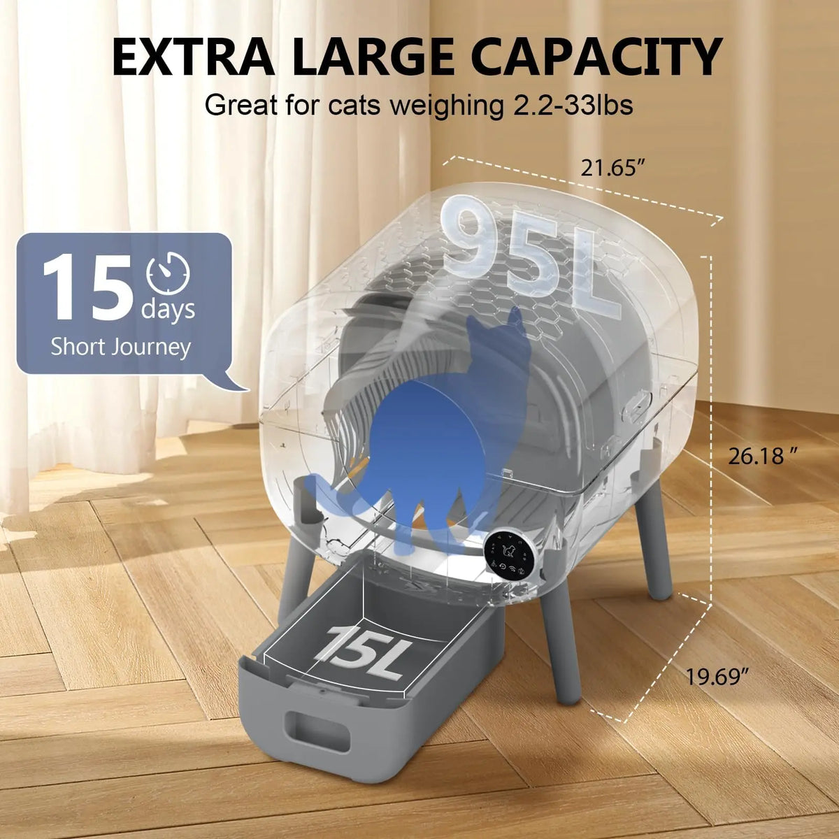Smart Automatic Self Cleaning Cat Litter Box With App Control