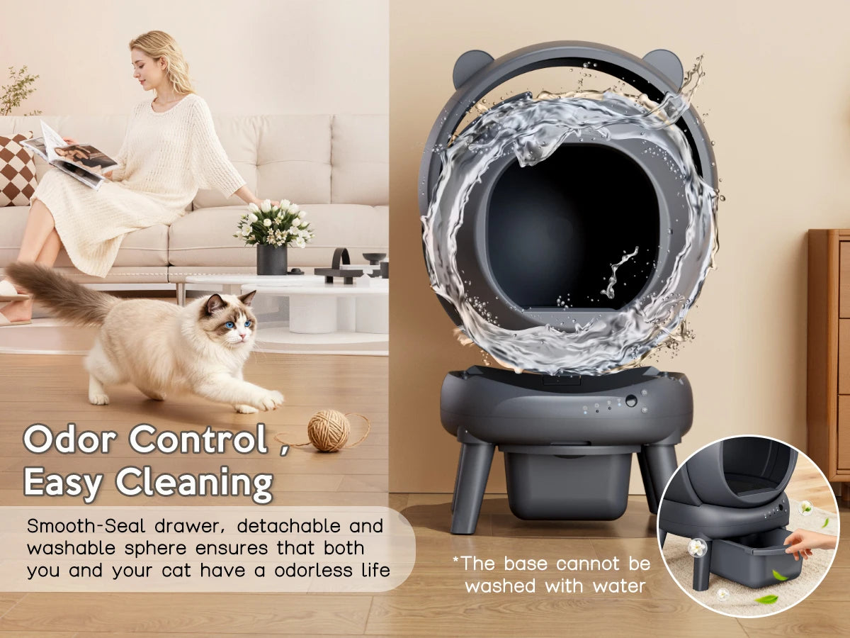Smart Self Cleaning Litter Box Featuring Dual Cat Safety Sensors