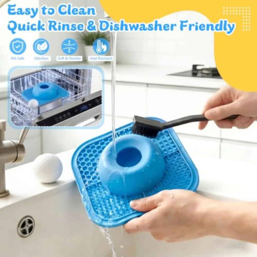 Interactive Slow Feeder Lick Bowl With Rolling Ball Design