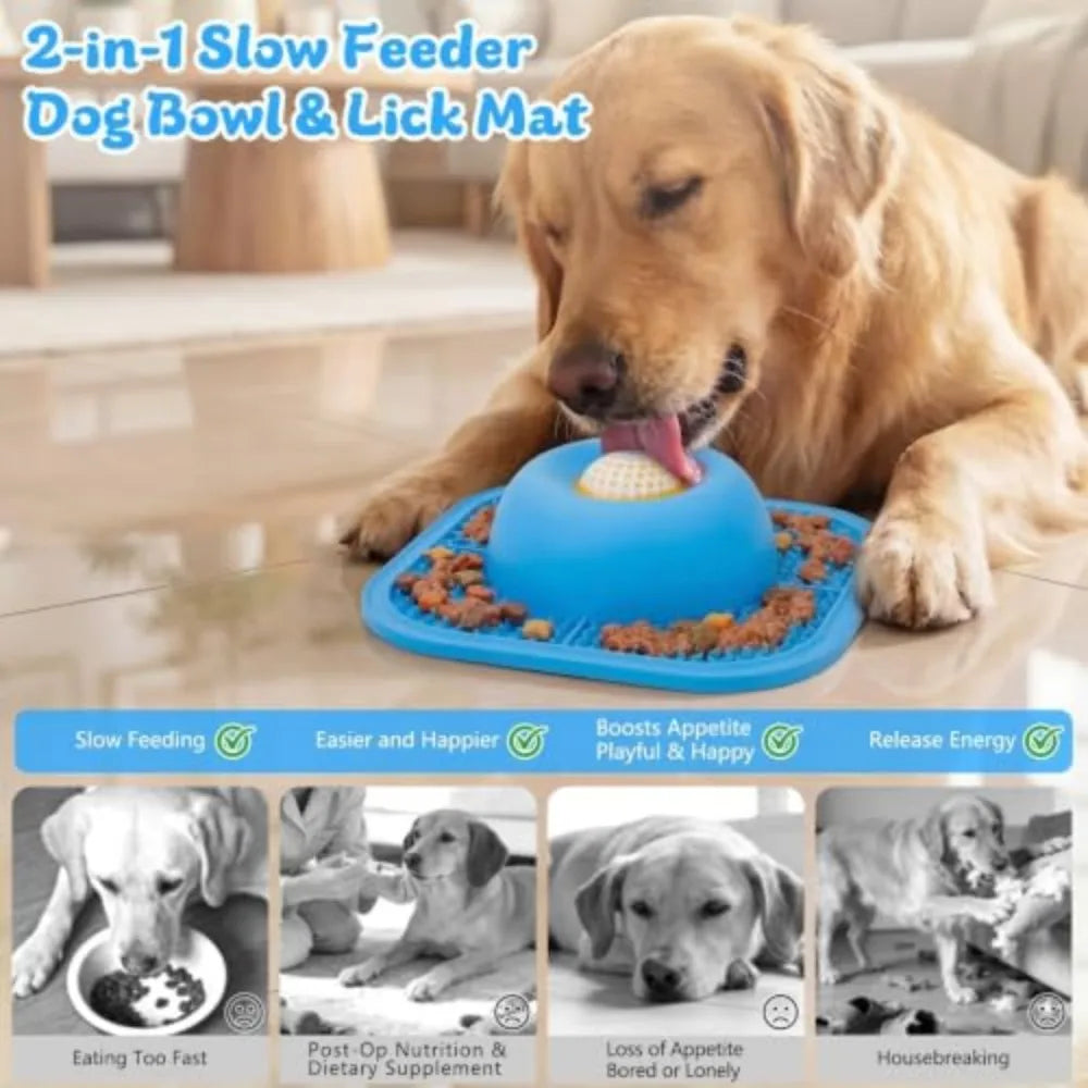 Interactive Slow Feeder Lick Bowl With Rolling Ball Design