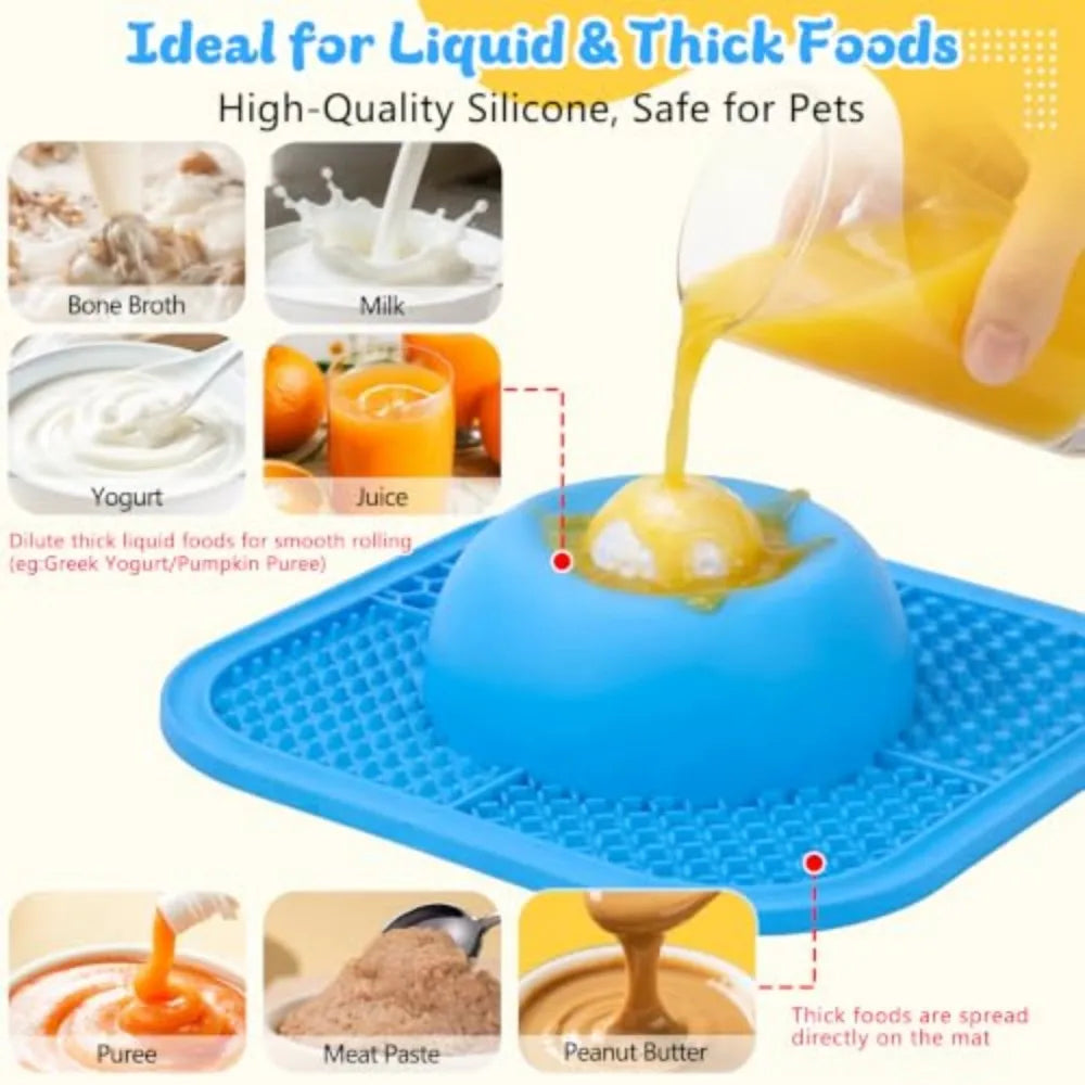 Interactive Slow Feeder Lick Bowl With Rolling Ball Design