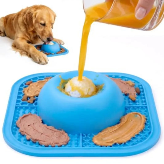 Interactive Slow Feeder Lick Bowl With Rolling Ball Design