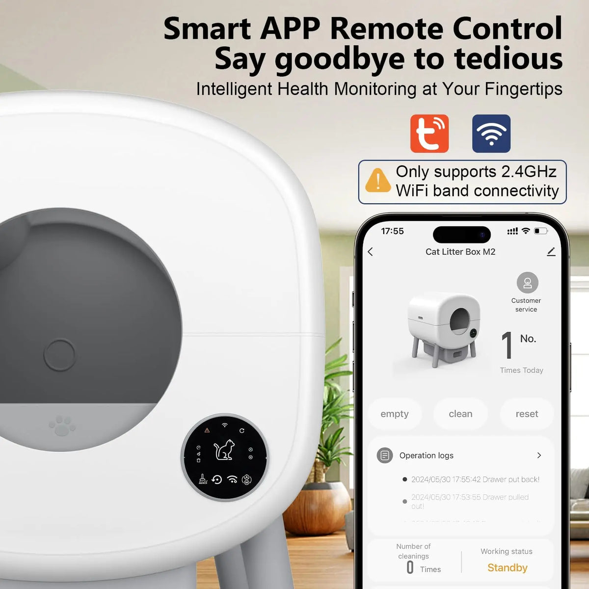Smart Automatic Self Cleaning Cat Litter Box With App Control