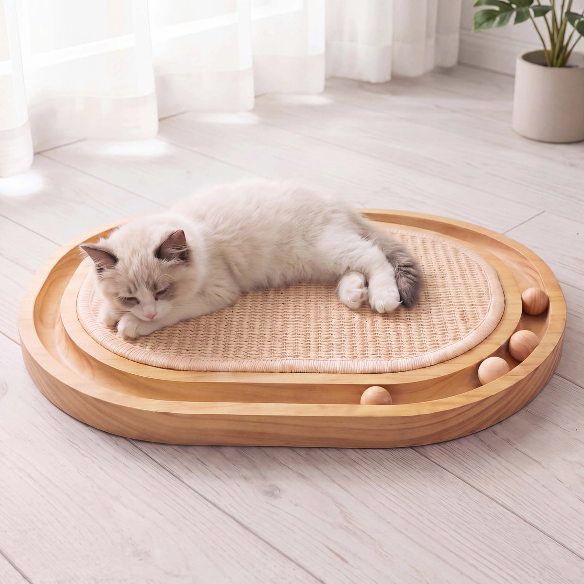Three In One Cat Scratcher With Sisal And Rolling Balls