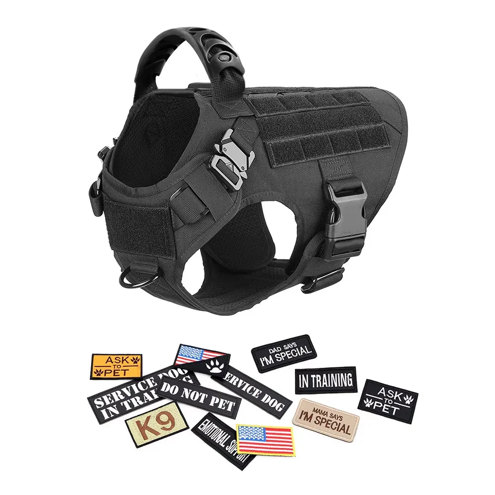 Petavel Tactical Dog Harness Vest Padded Nylon Quick Release Set