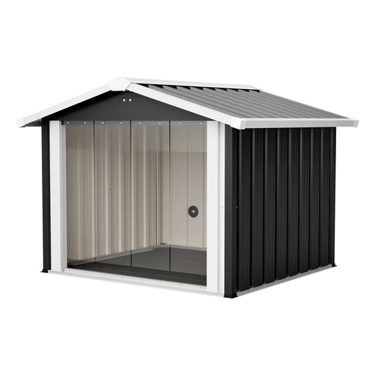 Two In One Metal Dog House With Outdoor Storage Shelter