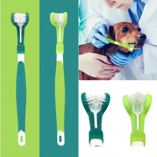 Three Sided Pet Toothbrush For Dogs And Cats Dental Cleaning