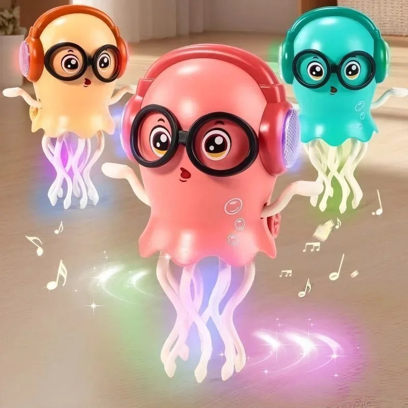 LED Dancing Jellyfish Cat Toy With Music And Obstacle Sensors