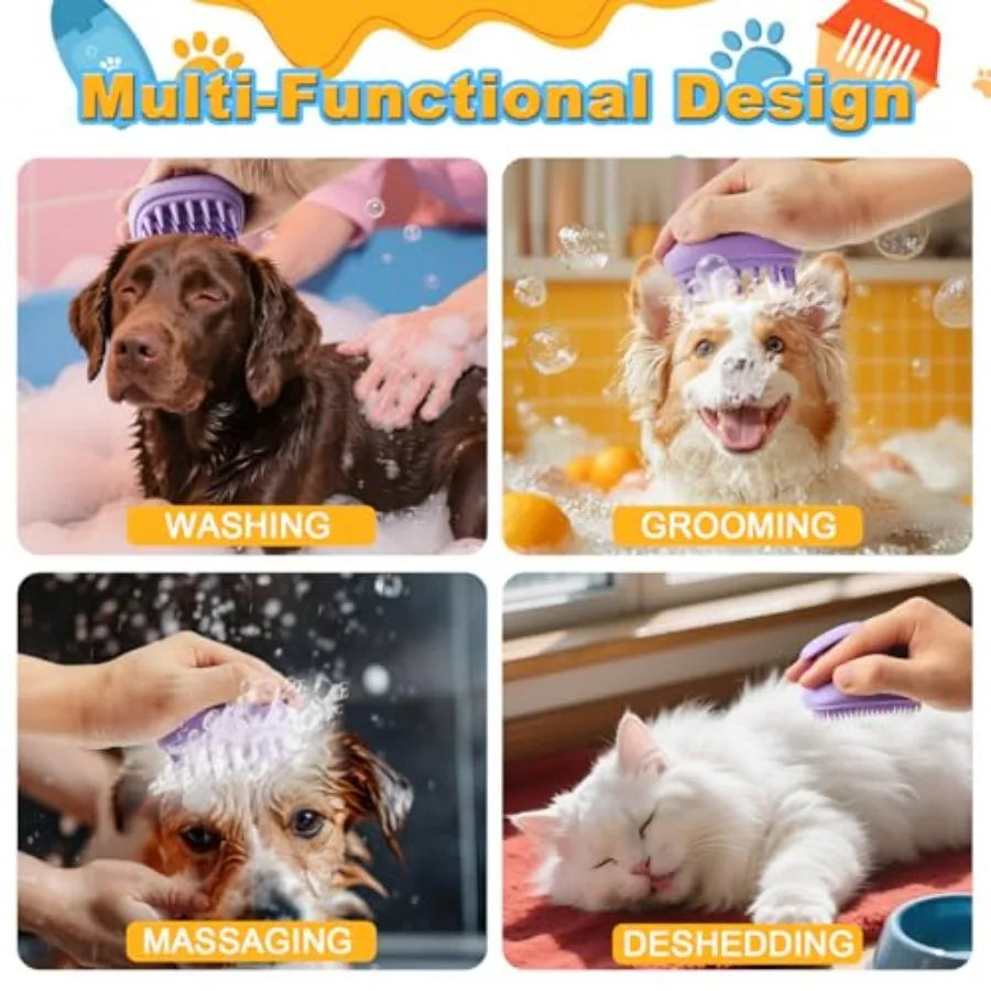 2 In 1 Dog Bath Brush Grooming And Massage Scrubber