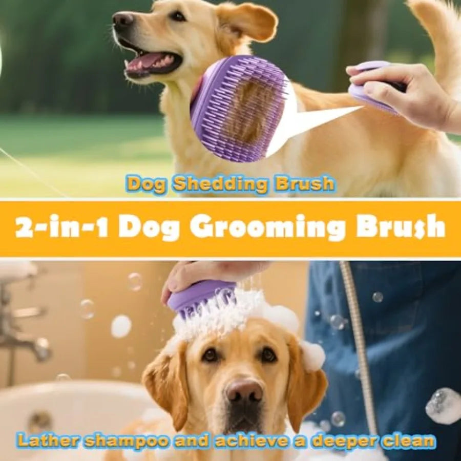 2 In 1 Dog Bath Brush Grooming And Massage Scrubber