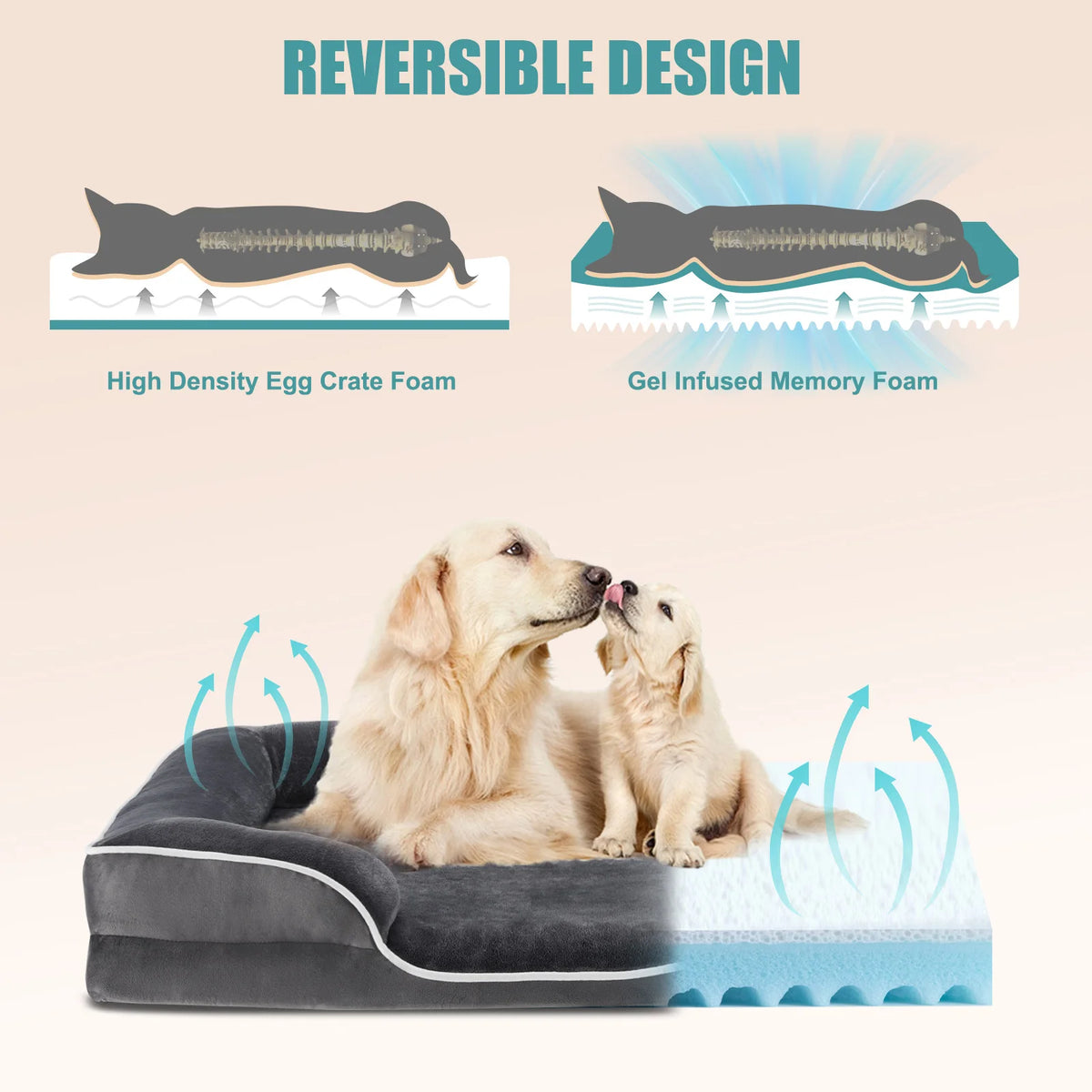 MCQ Orthopedic Memory Foam Dog Bed With Washable Cover