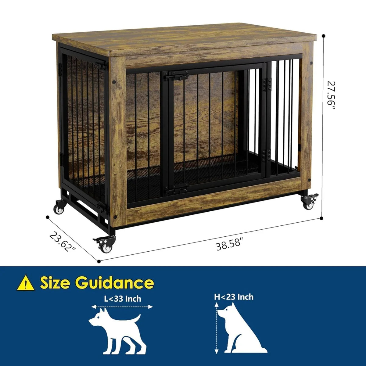 ANIXOL Wooden Dog Crate Furniture And Kennel Side Table