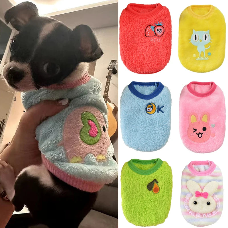 Winter Warm Printed Fleece Dog Sweater For Small Pets
