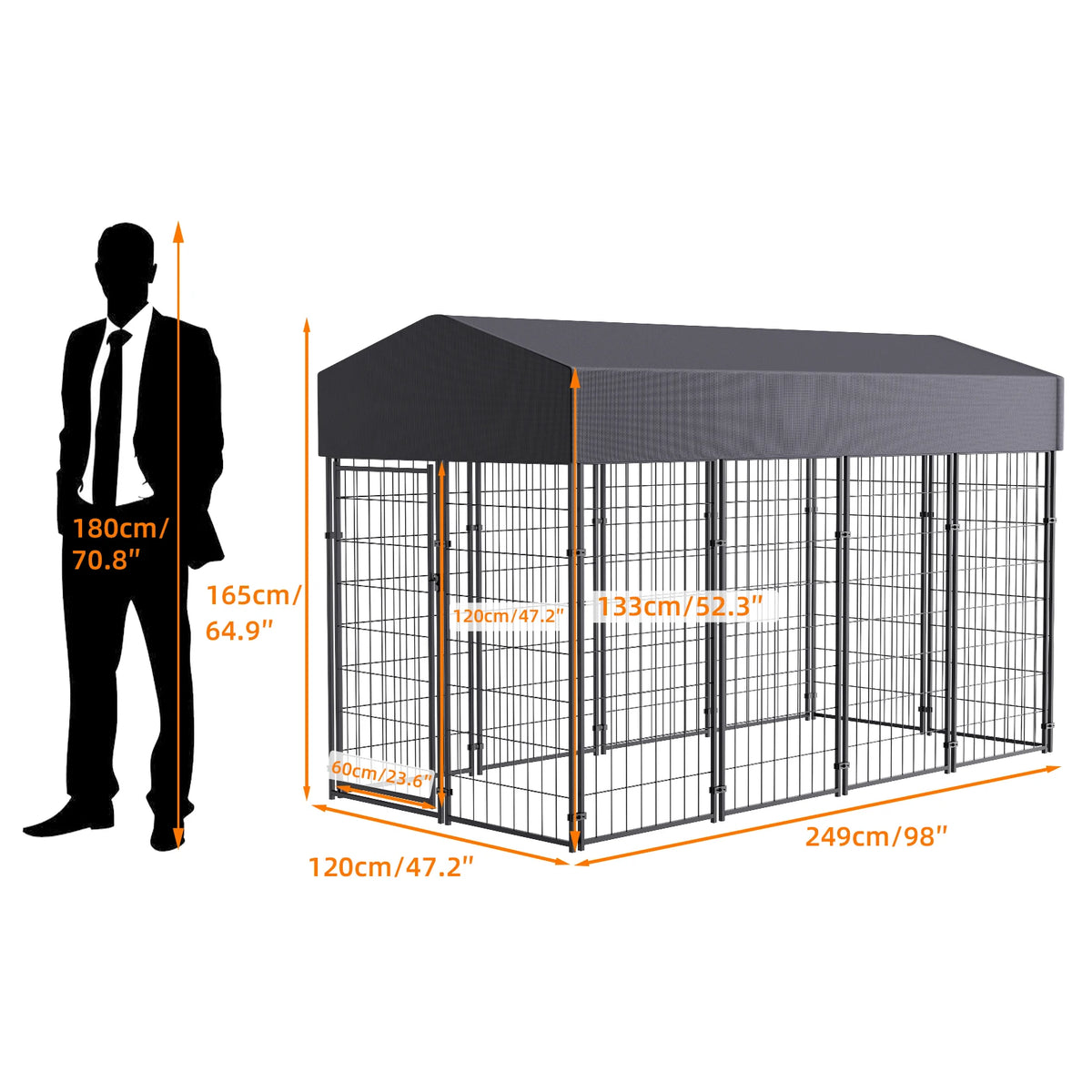 Metal Welded Wire Dog Kennel With Protective Waterproof Cover