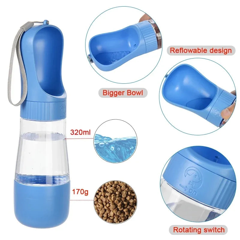 Portable Dog Water Bottle and Food Container Travel Dispenser Bowl