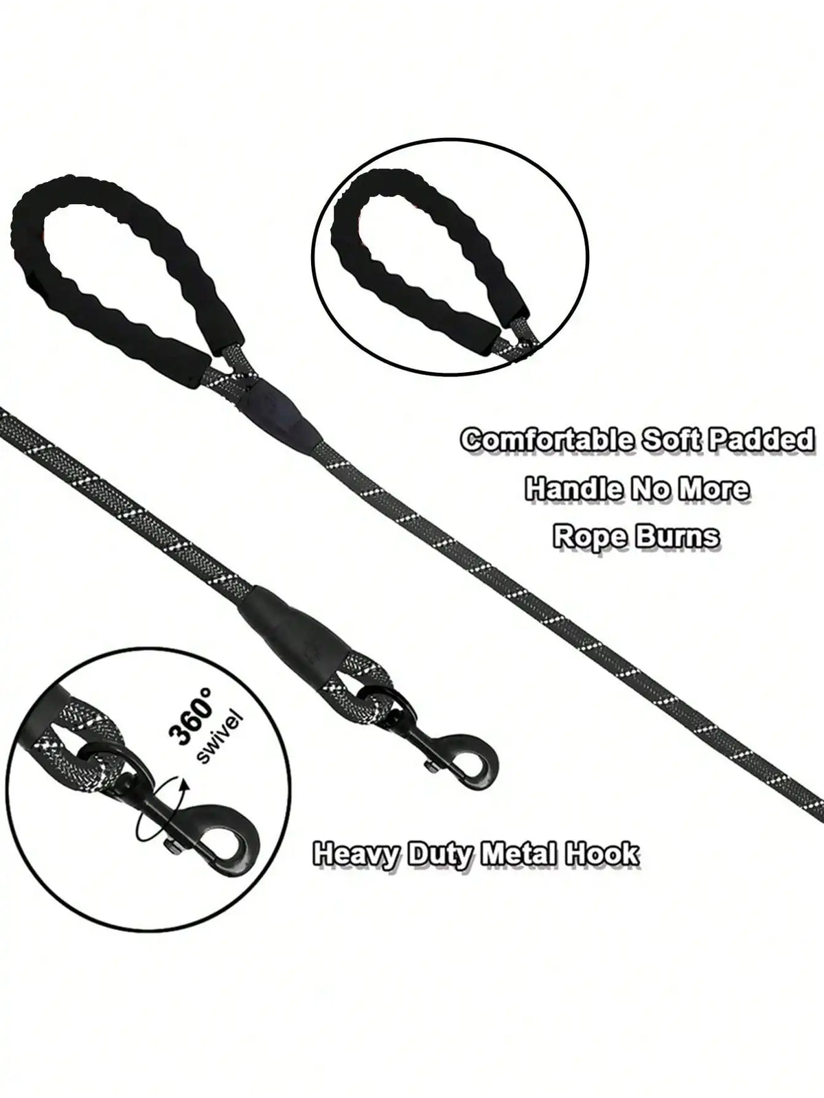 Reflective Nylon Dog Leash With Foam Handle For Secure Walking