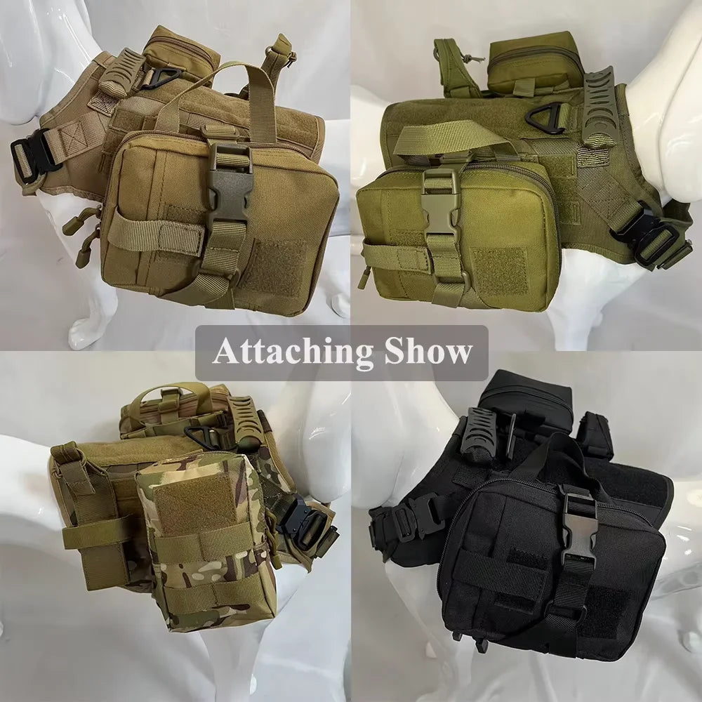 Petravel Dog Tactical MOLLE Pouches Harness Training Nylon Gear Set