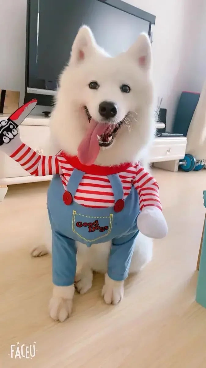 Holapet Halloween Chucky Pet Costume Funny 3D Dog Cat Outfit