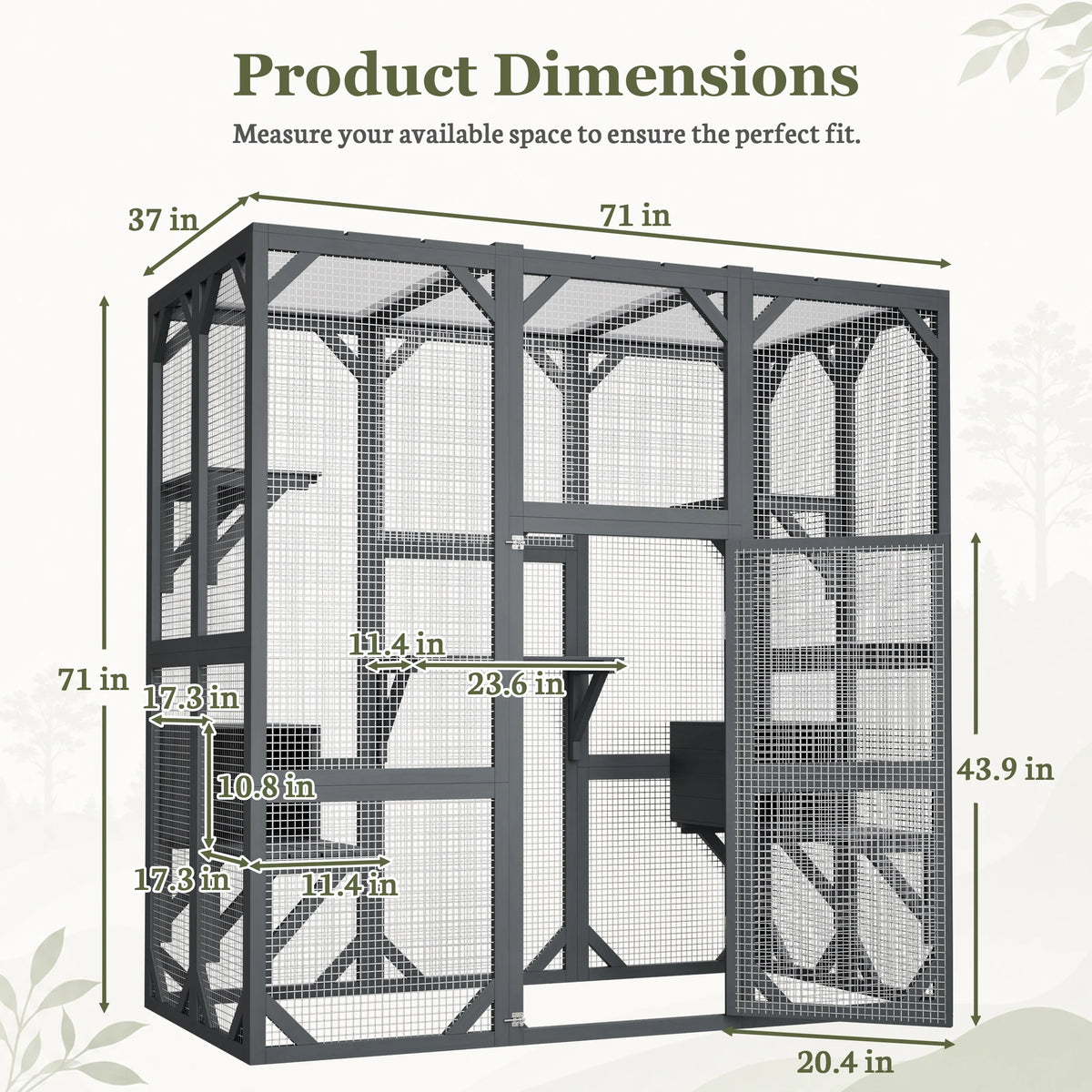 Wooden Outdoor Cat Catio With Multi Level Platforms And Rest Box
