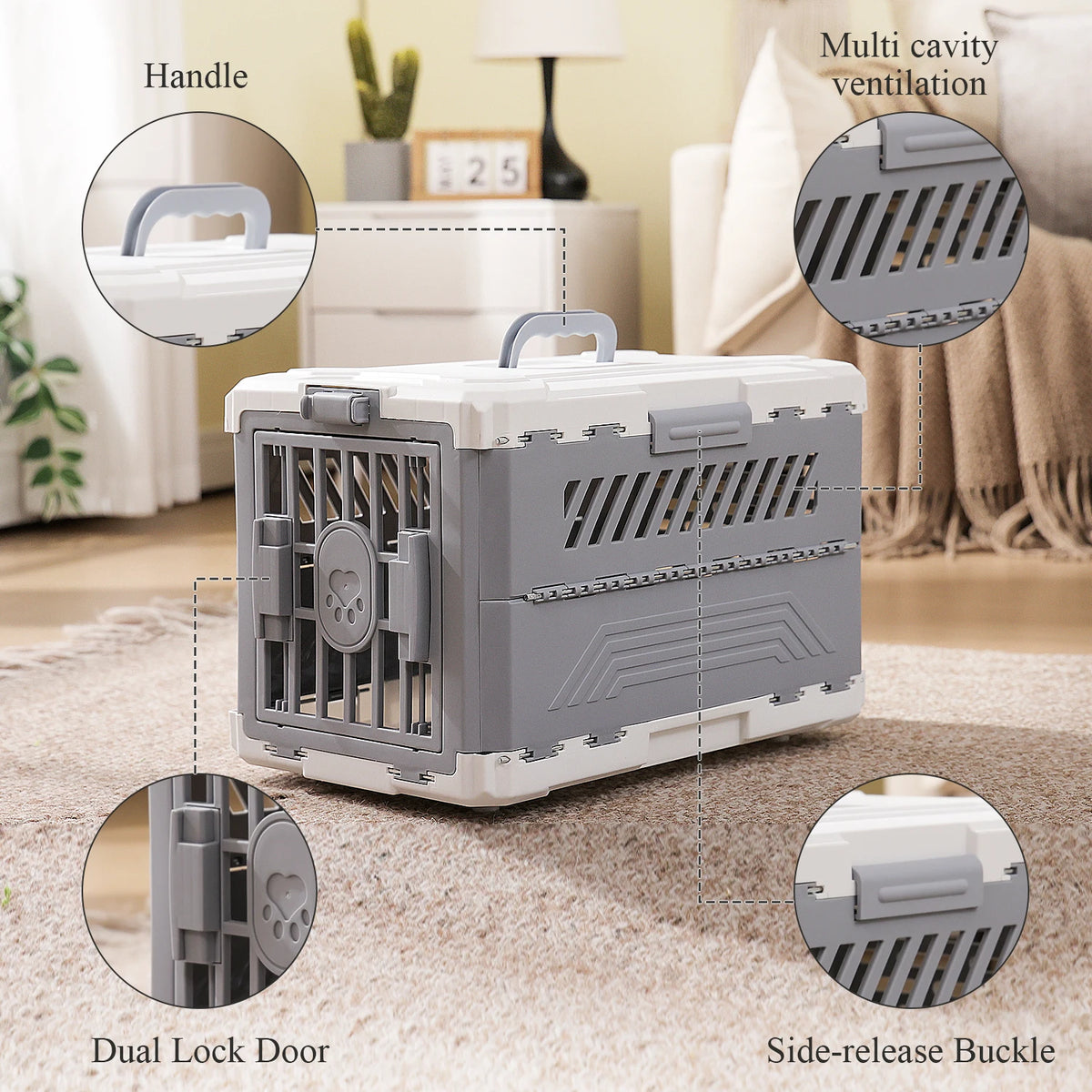 PAWZ Road Foldable Pet Carrier With Secure Lock Door