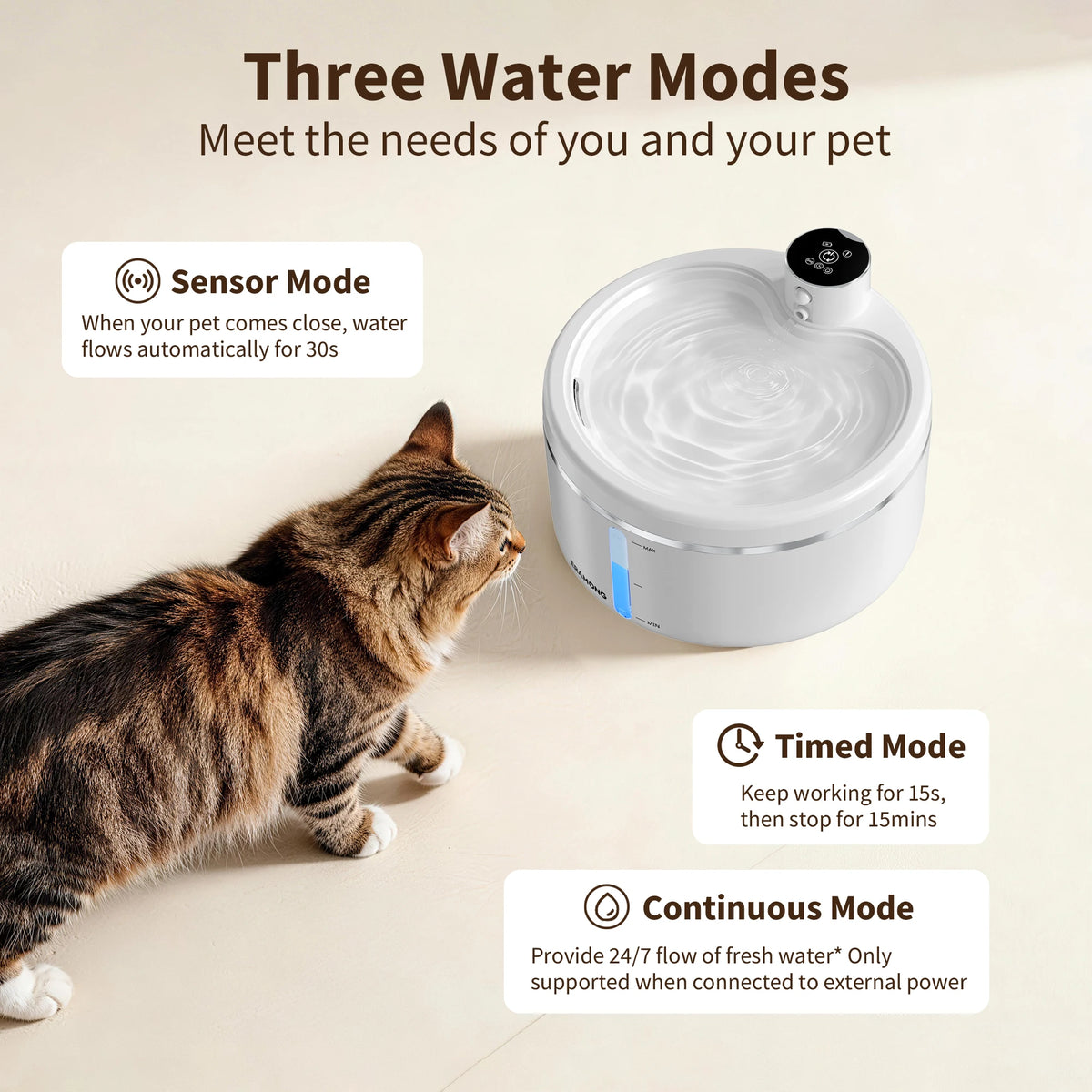ERAMONG Wireless Intelligent Cat Water Fountain With Auto Sensor