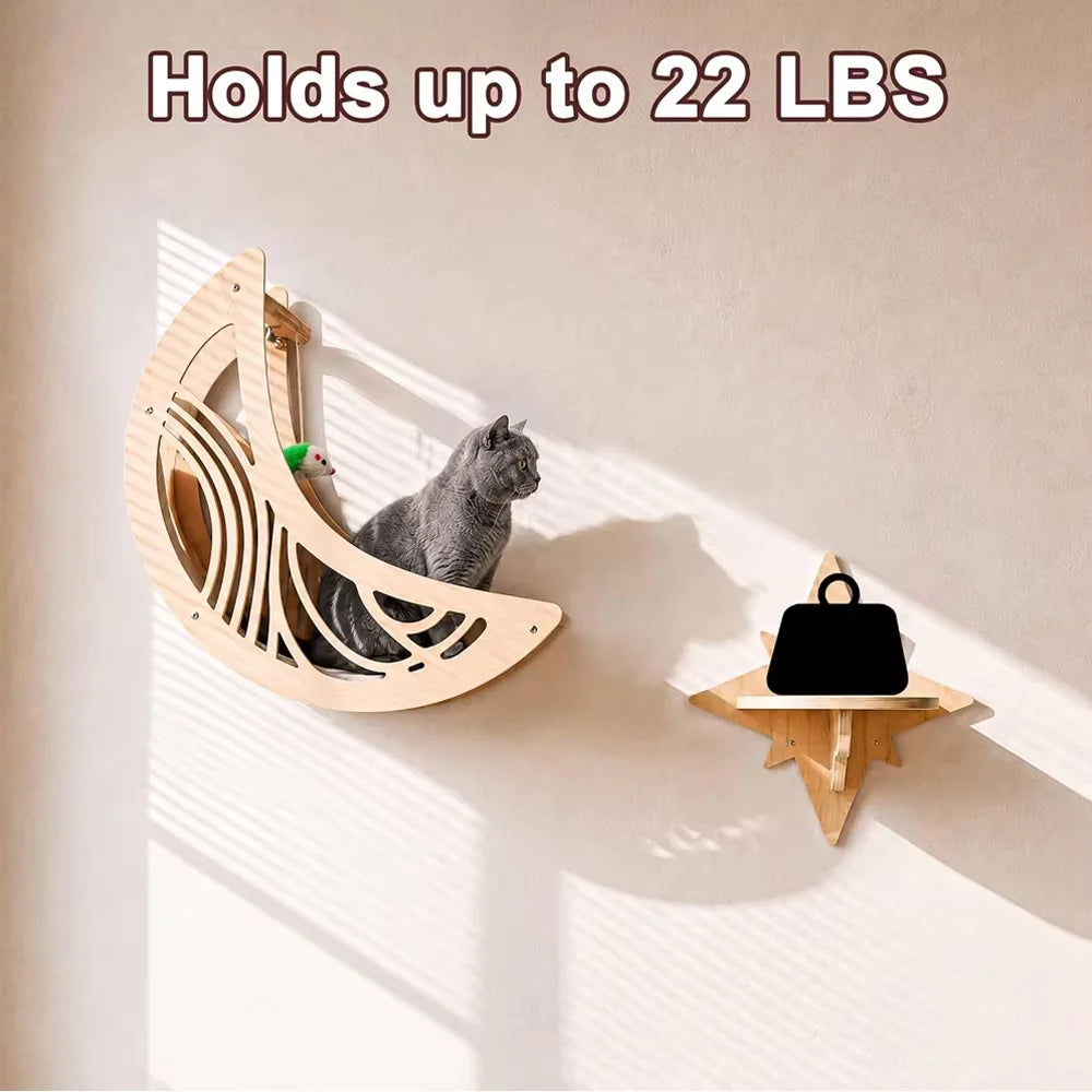 CWV Wall Mounted Cat Shelves With Hammock And Climbing Perches