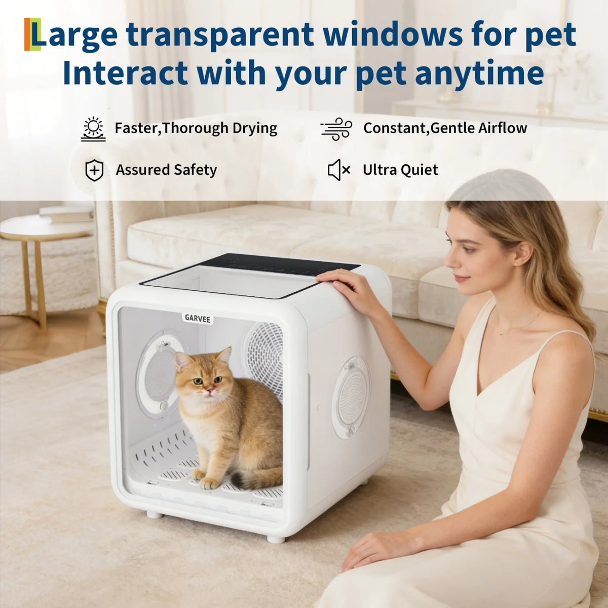 HiMISS Automatic Pet Grooming Drying Box 360 Degree Airflow