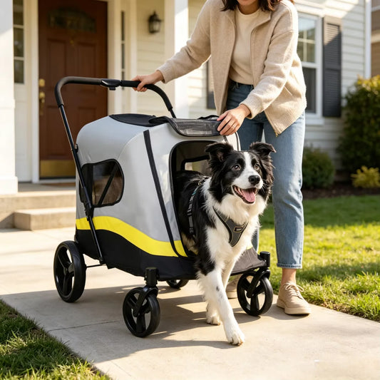 One Click Folding Dog Stroller With Breathable Visible Mesh