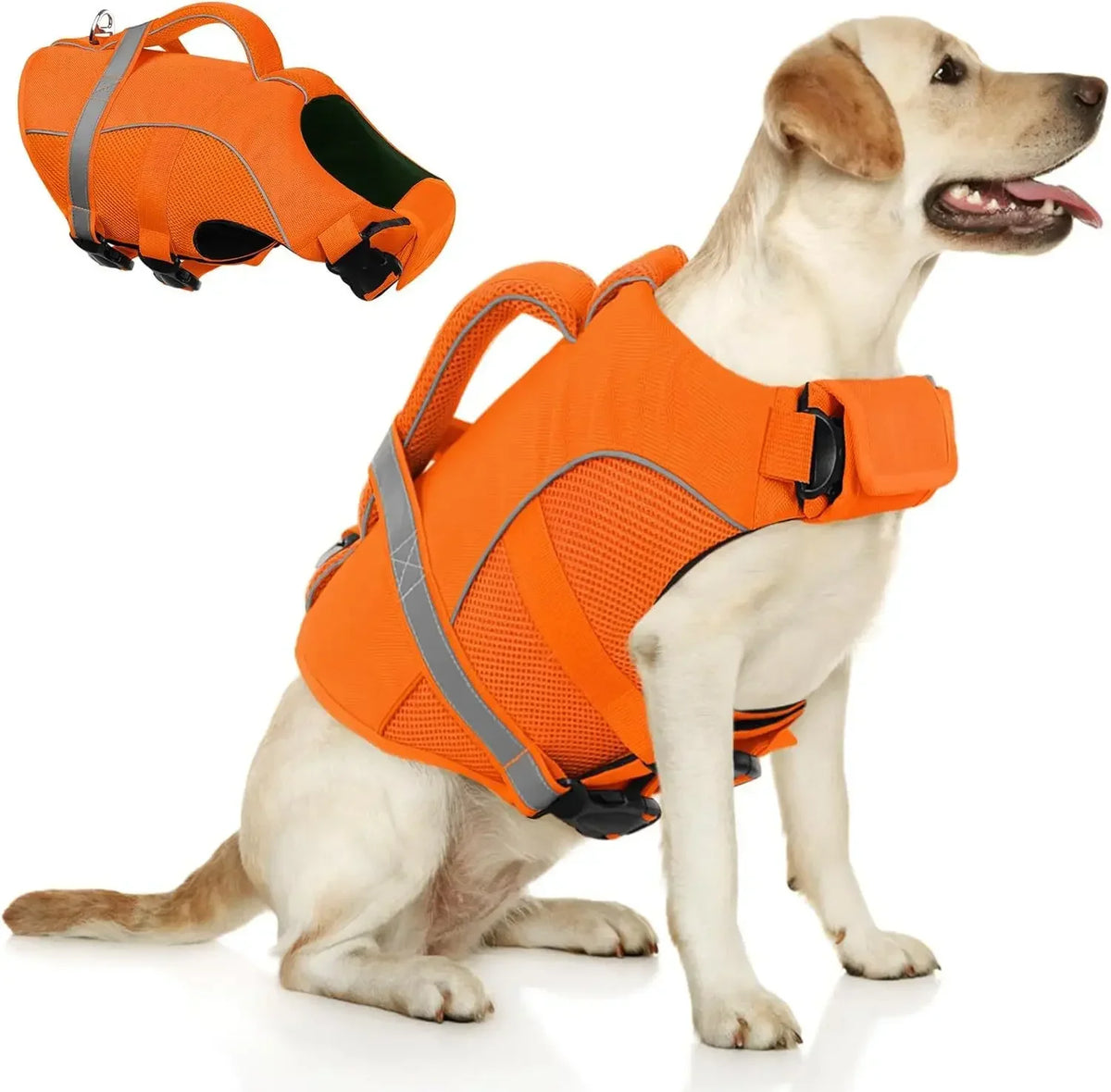 Durable Mesh Dog Life Jacket With Reflective Handle And Buoyancy