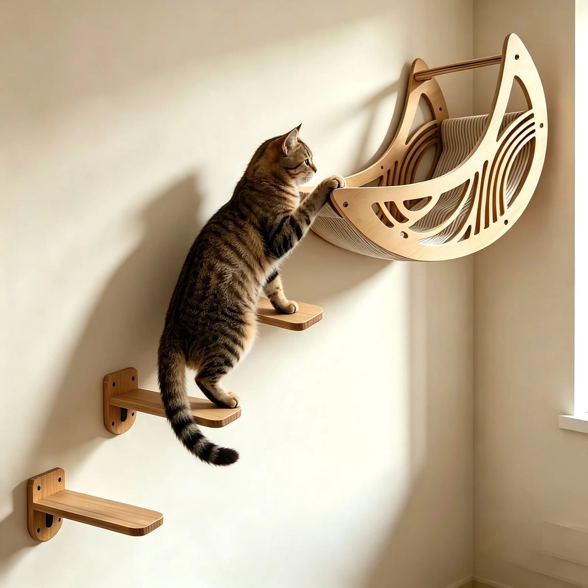 CWV Wall Mounted Cat Shelves With Hammock And Climbing Perches
