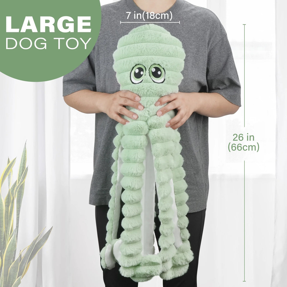 Octopus Squeaky Plush Dog Toy Interactive Dental Chew Fun
