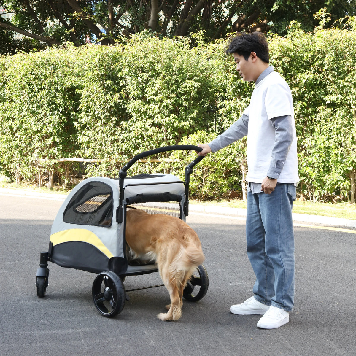 Portable Foldable Four Wheel Dog Stroller For Pet Travel Carrier