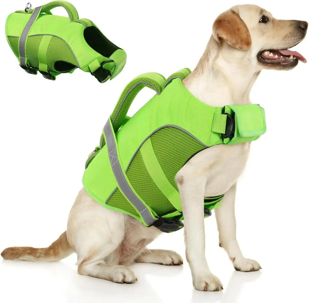 Durable Mesh Dog Life Jacket With Reflective Handle And Buoyancy