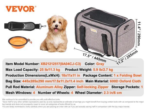 Breathable Four Wheel Pet Carrier Backpack With Telescopic Handle