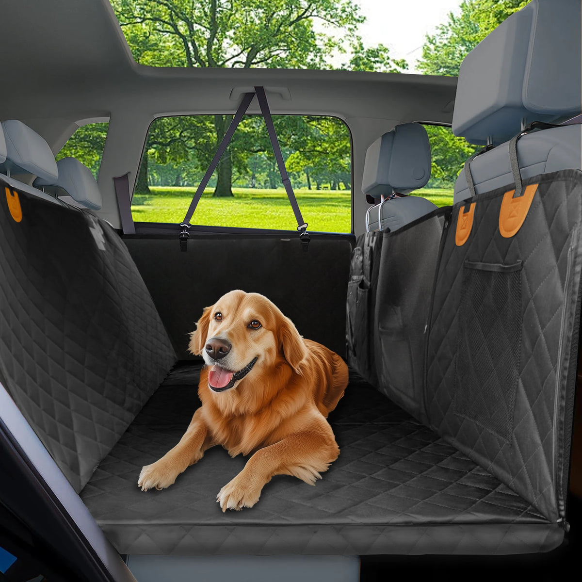Borwart Waterproof Dog Car Seat Cover With Mesh Storage Pocket