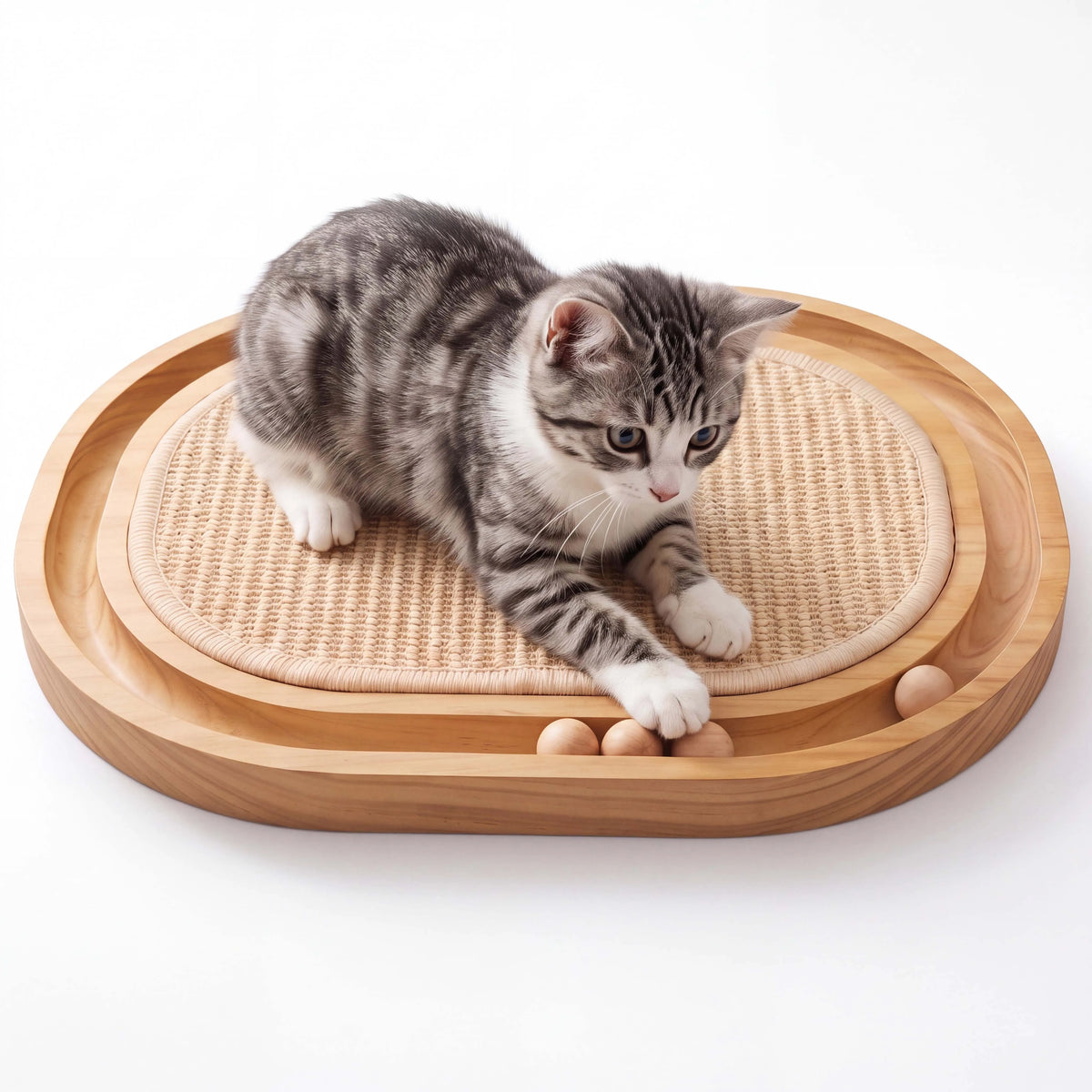 Three In One Cat Scratcher With Sisal And Rolling Balls