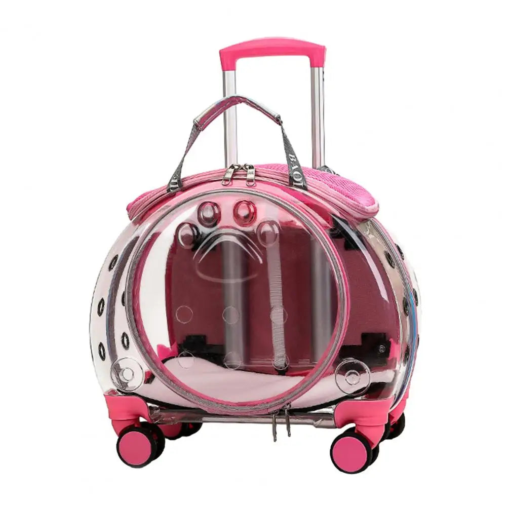 Pet Trolley Carrier Backpack With Ventilation And Silent Wheels