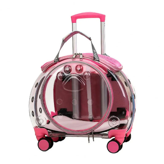 Pet Trolley Carrier Backpack With Ventilation And Silent Wheels