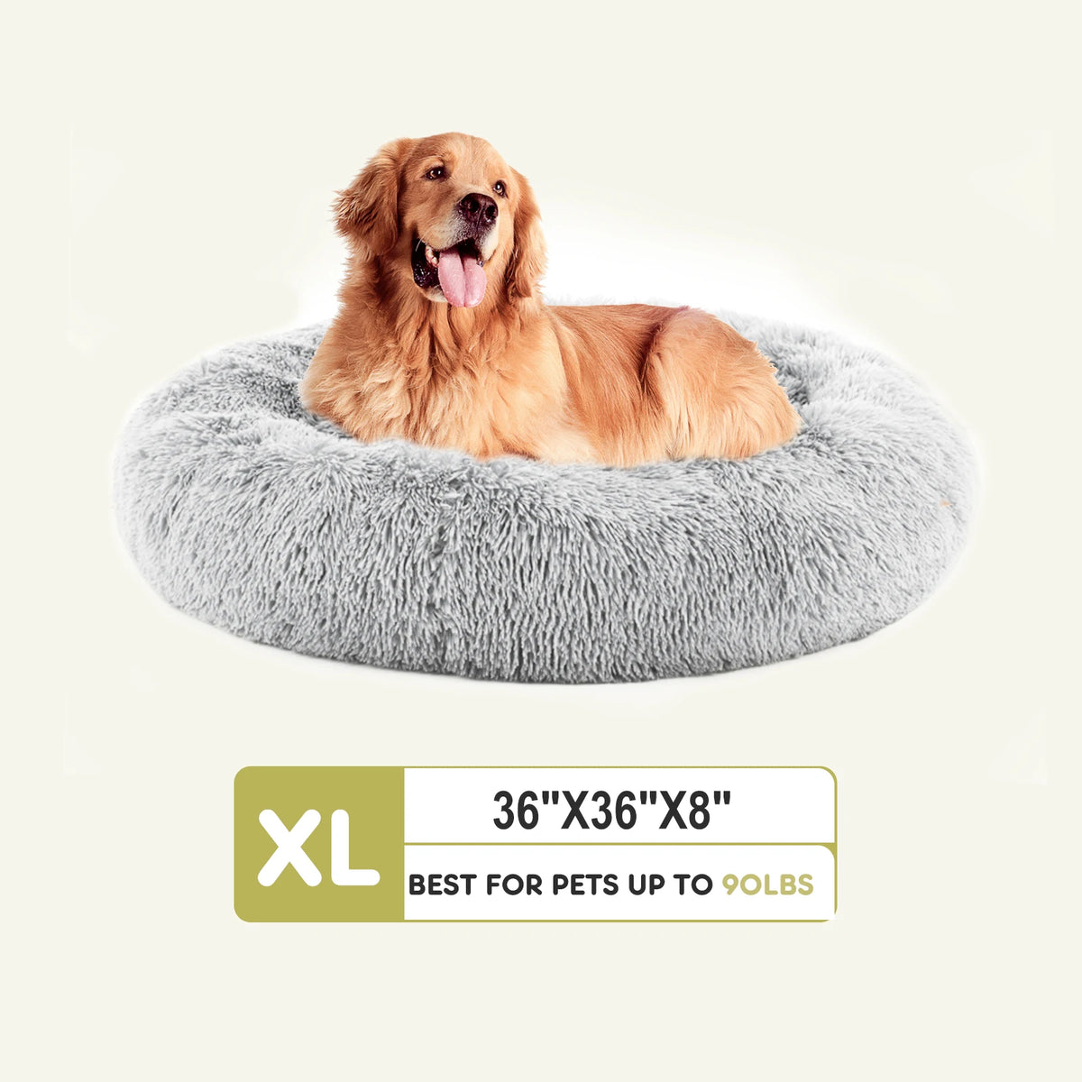 JHK Round Plush Faux Fur Calming Heavy Duty Dog Bed