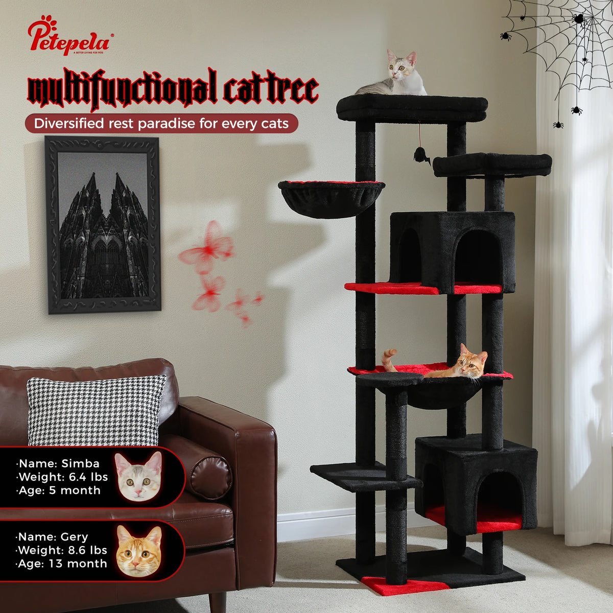 PAWZ Road Multi Tier Cat Tree With Hammock And Posts