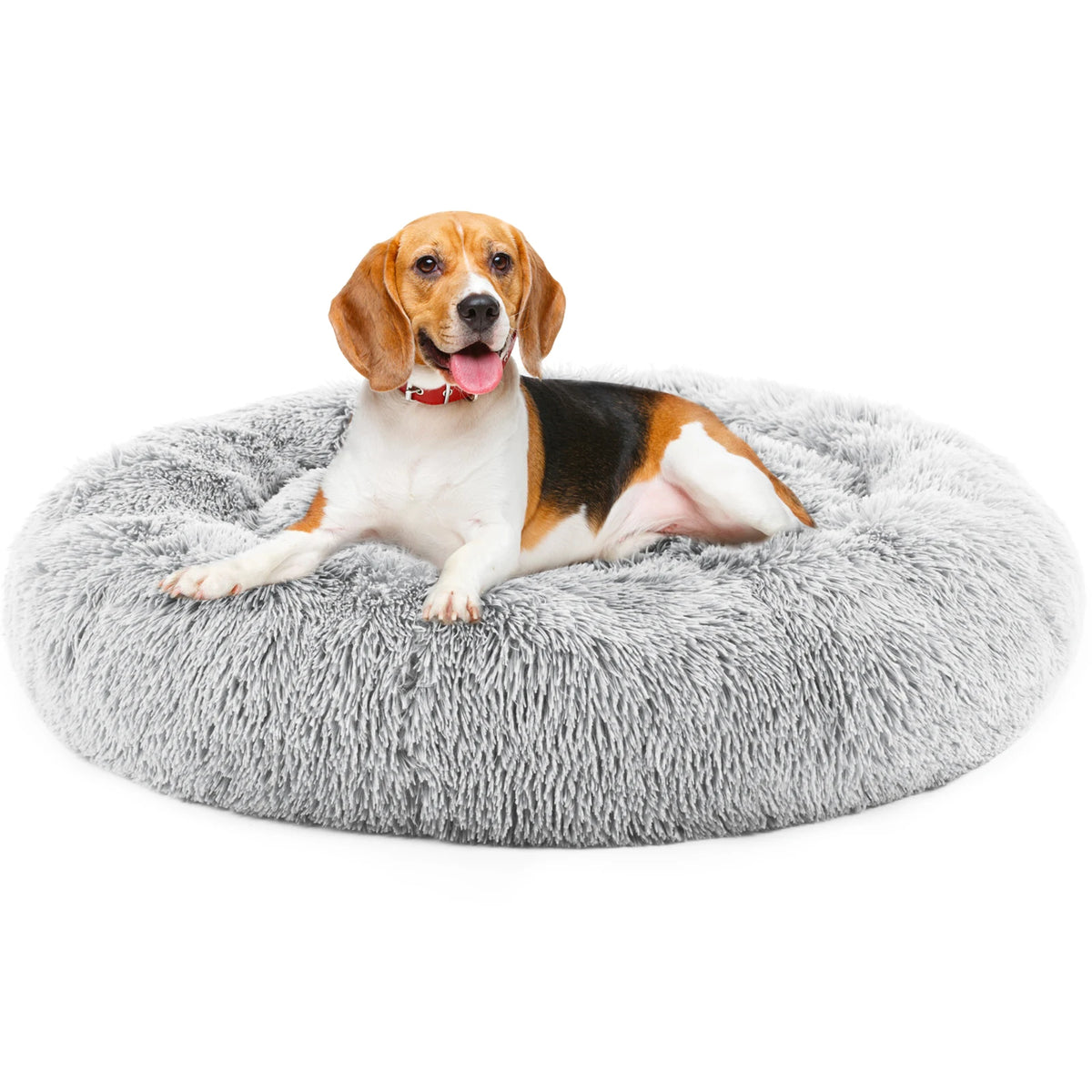 JHK Round Plush Faux Fur Calming Heavy Duty Dog Bed